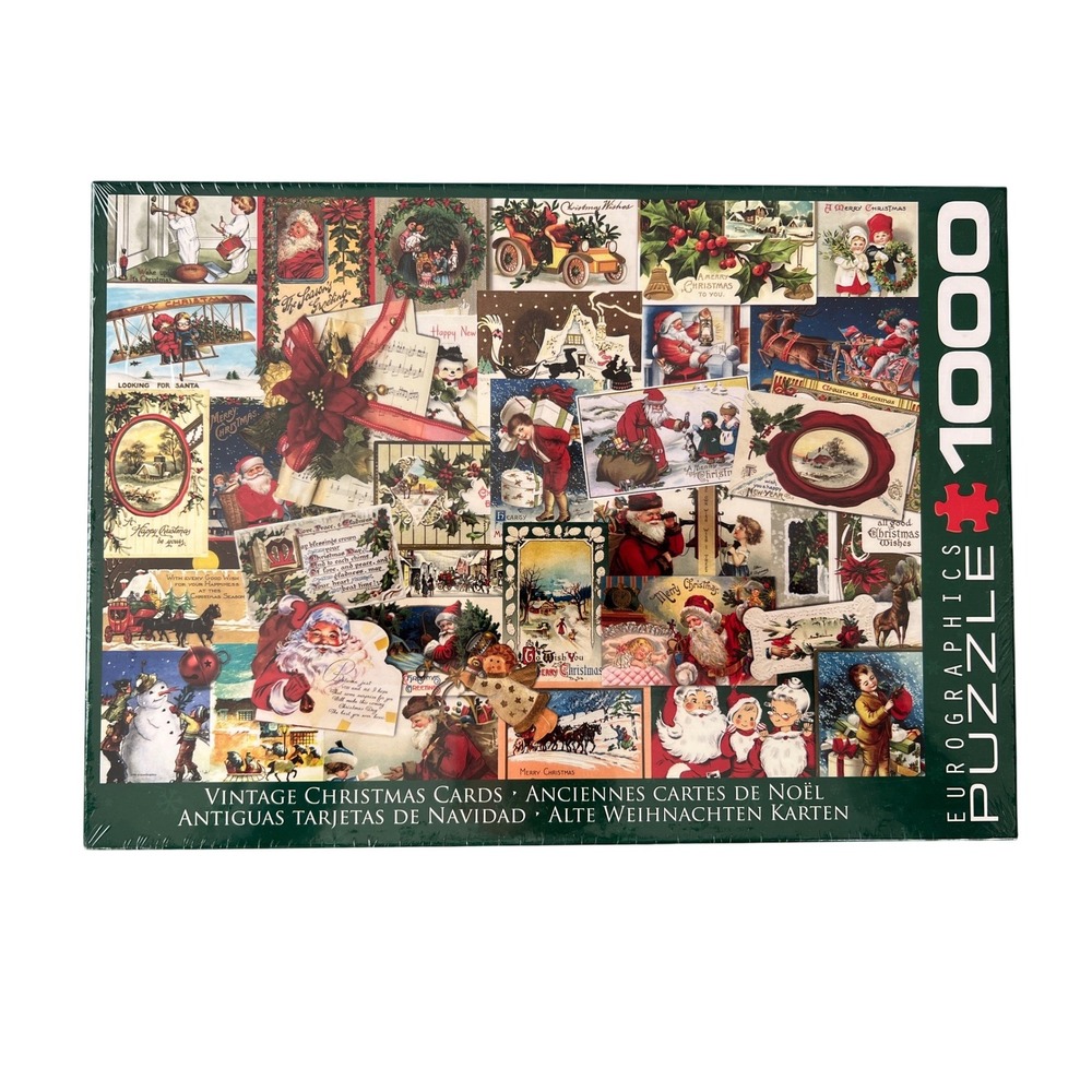 Eurographics Vintage Christmas Cards 1000 Piece Jigsaw Puzzle 6000-0784 New